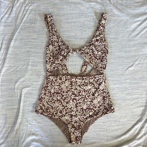 Acacia Swimwear Brown and Cream Floral One Piece